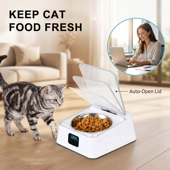 Nassfutterautomat für Katzen, 350ml Katzenfutter Automat mit Infrarot Sensor, Automatischer Futterna