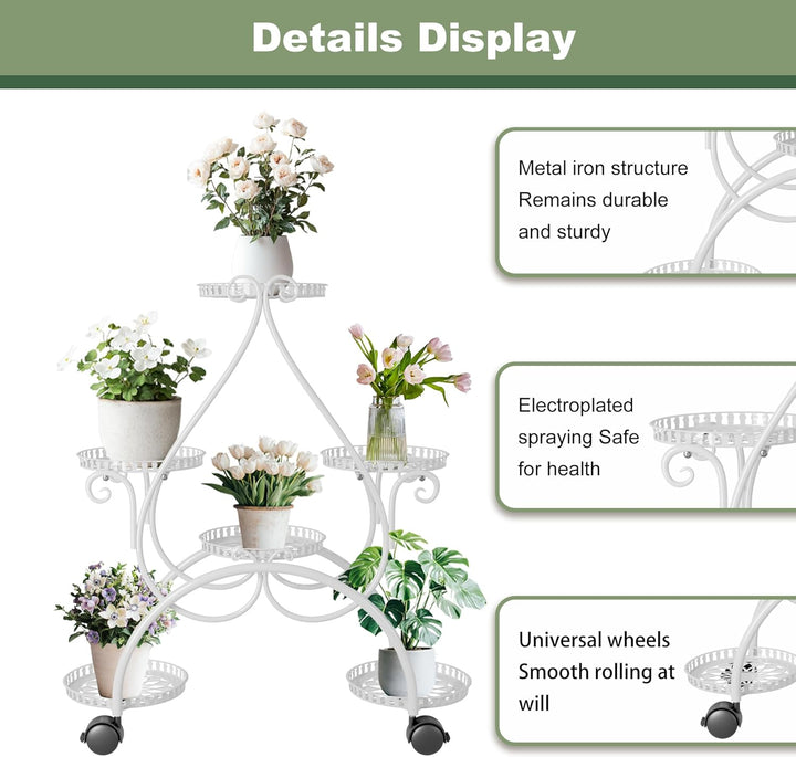 unho Blumenständer Metall, Blumenregal Pflanzenregal Blumenständer Wohnzimmer Schlafzimmer Balkon, w