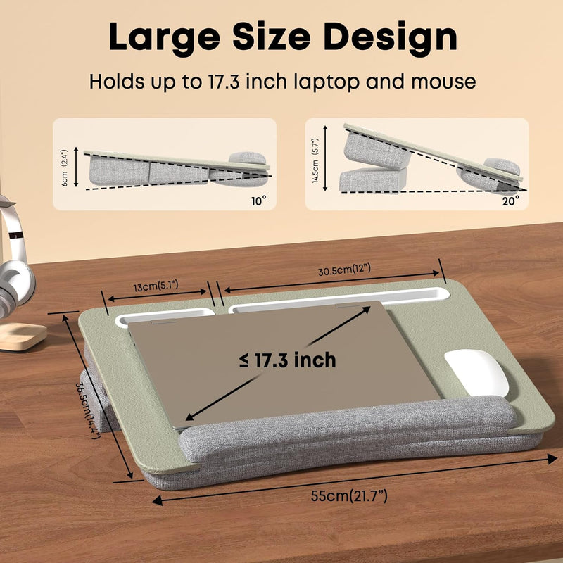 Laptopkissen, PUTORSEN Laptop Knietablett mit Ergonomische Handgelenkauflage, Grössere Laptop Kissen