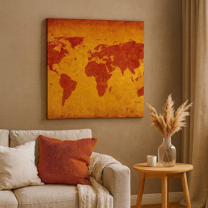 Bilder auf Leinwand Alte Karte Kontinente Reisen Welt Leinwandbild 60x60cm Wandbilder Dekoration Woh
