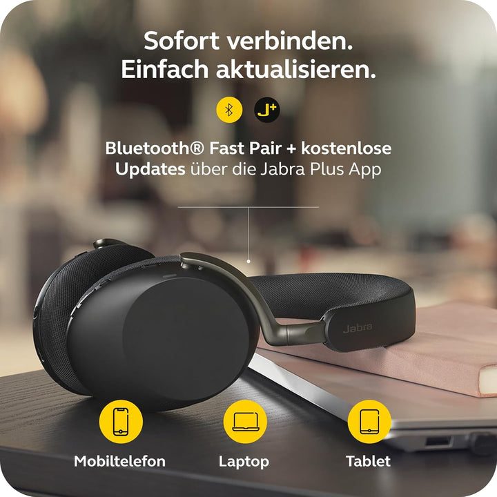 Jabra Evolve3 85, UC, Link390a, Black Schwarz USB-A-Adapter – ohne Ständer Alle Plattformen, Schwarz