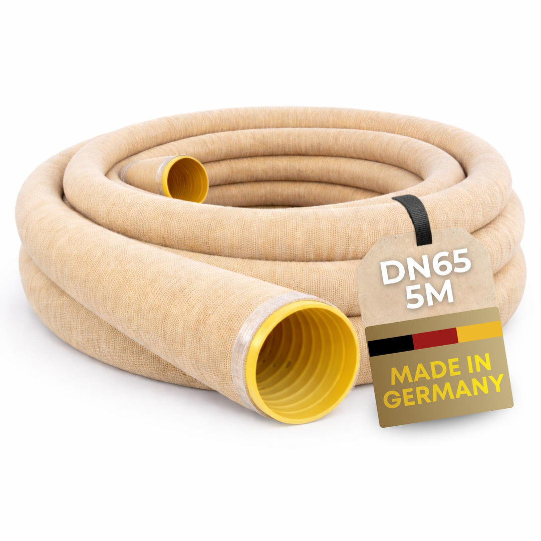 Drainagerohr DN65 5m mit Filtervlies – geschlitztes &amp; perforiertes PVC Sickerrohr flexibel – verhind