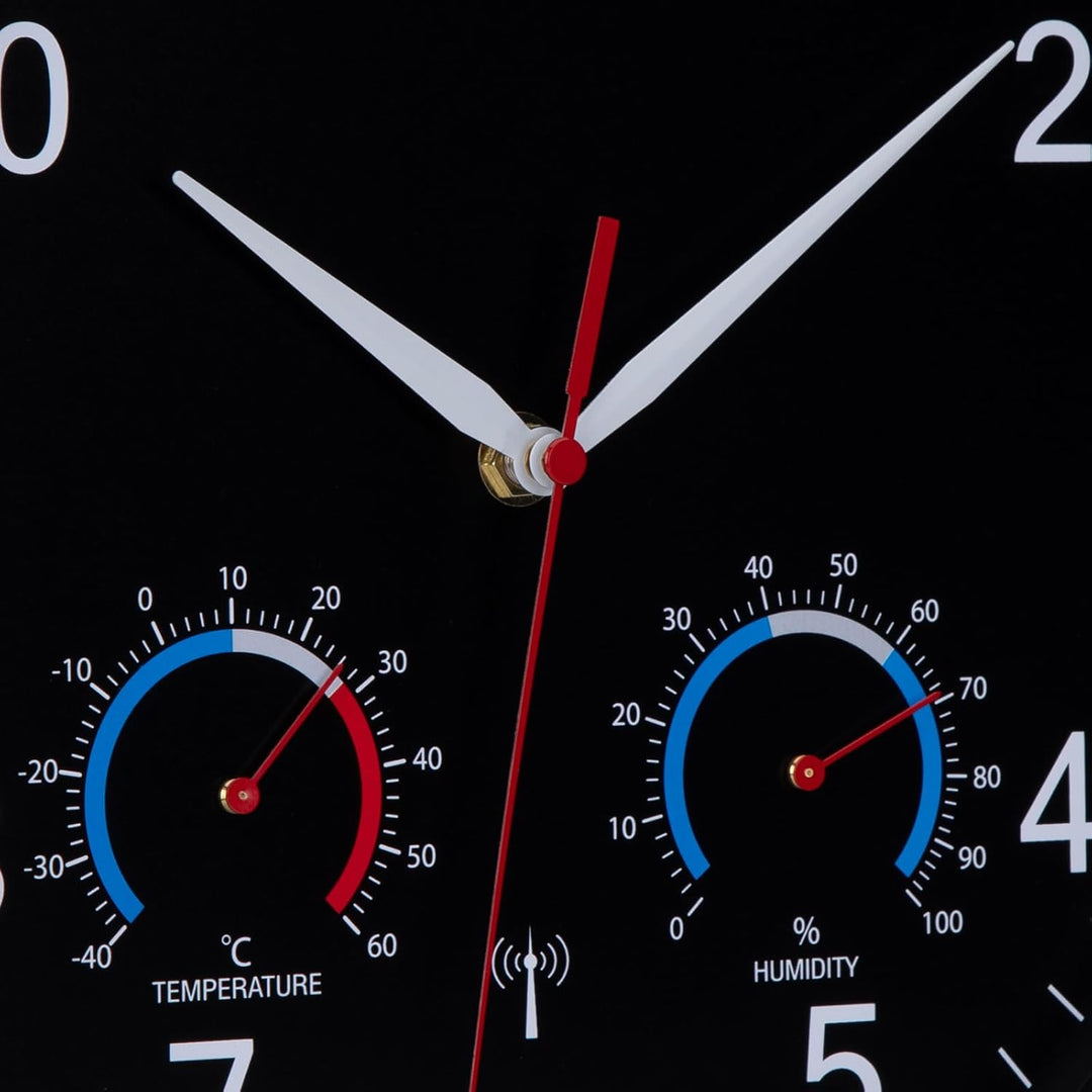 Wanduhr Funk Uhr Mit Temperaturanzeige und Luftfeuchtigkeit Funkuhr Wand Lautlos 30cm Funkwanduhr Mo