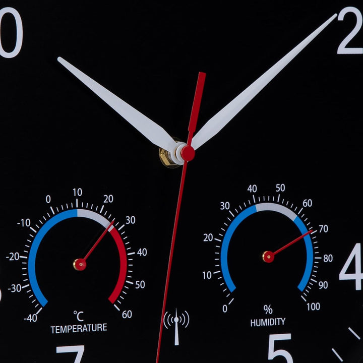 Wanduhr Funk Uhr Mit Temperaturanzeige und Luftfeuchtigkeit Funkuhr Wand Lautlos 30cm Funkwanduhr Mo