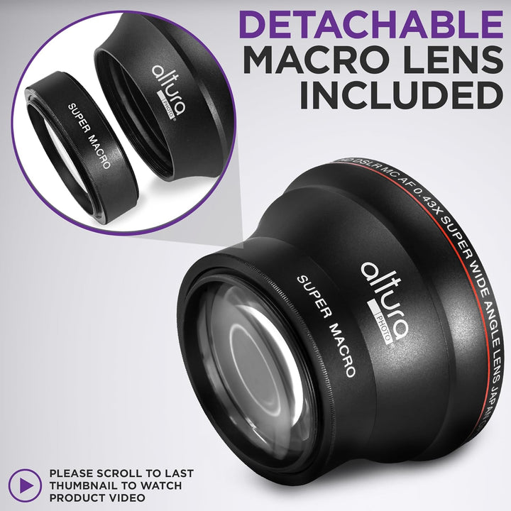 Yuhtech 58MM 0.43x Altura Photo Professional HD Weitwinkelobjektiv (mit Makroteil) für Canon EOS Reb