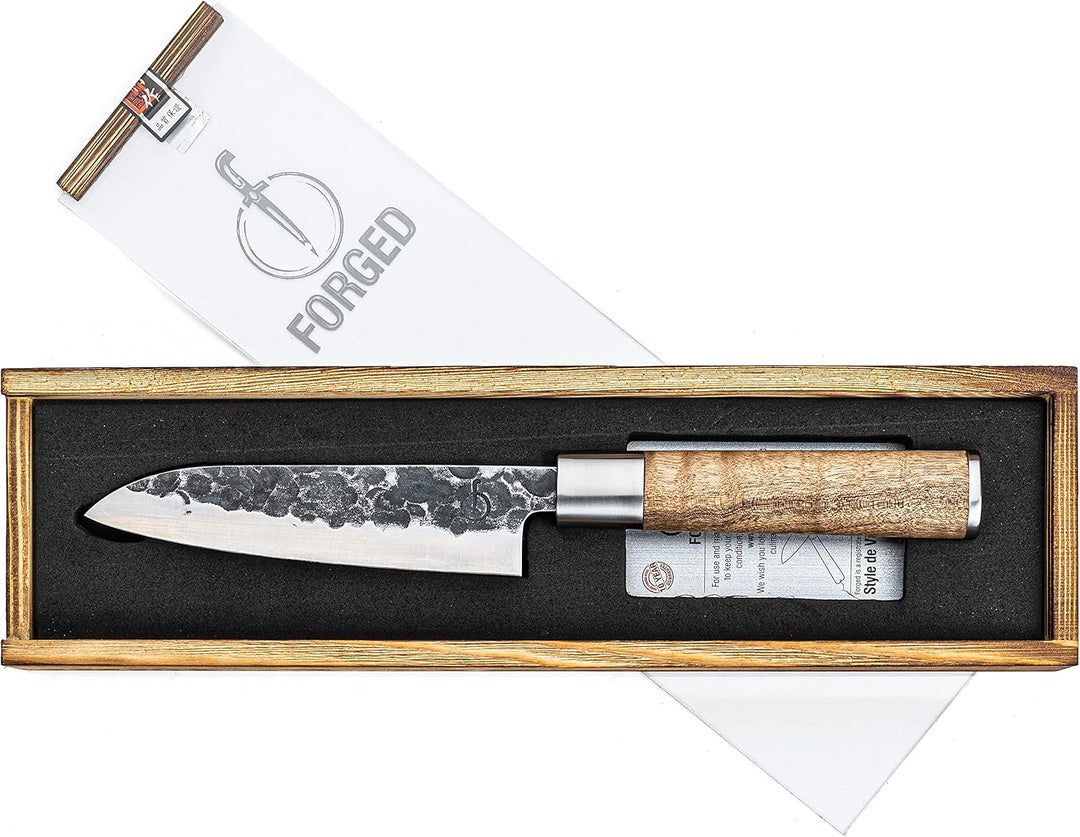 Forged VG10 Santokumesser, 14cm, handgefertigt, in Holzkiste
