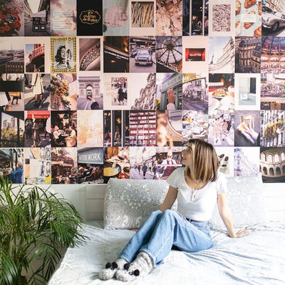 Flamingueo Wanddeko - 100 Fotowand, Deko Schlafzimmer, Poster Set, Zimmer Deko Mädchen Teenager, Wan