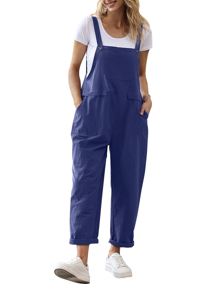 YESNO Damen Latzhose Sommer Oversize Trägerhose Beiläufig Loose Bib Pants Overall Baggy Jumpsuit Str