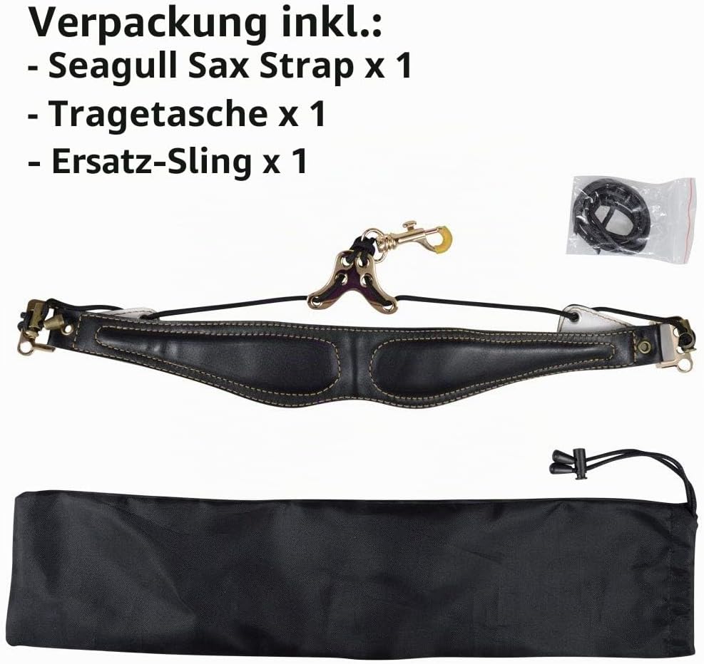 adorence Premium Saxophon Gurt (handgefertigt mit echtem Leder, atmungsaktivem Polster und Metallhak