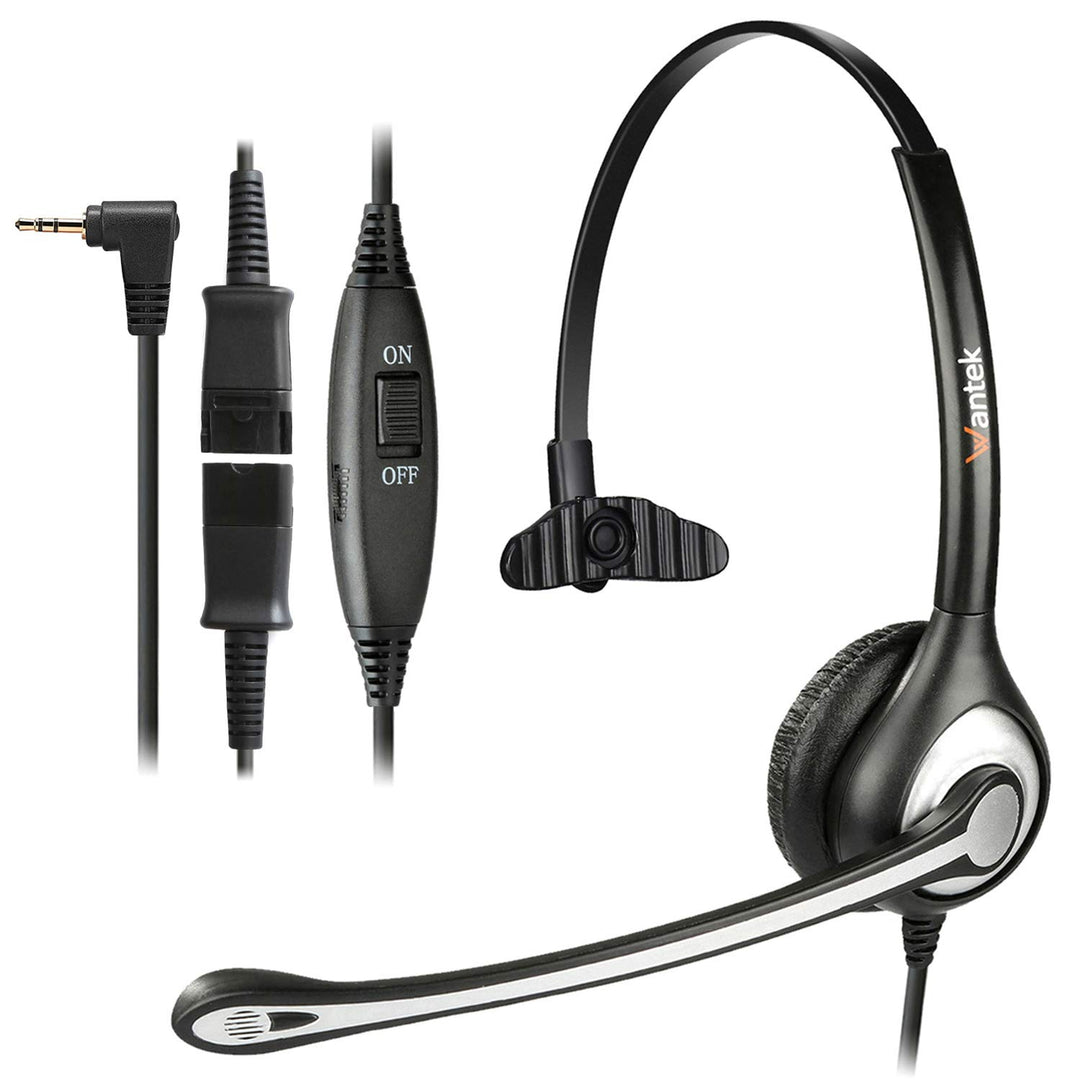 2,5mm Schnurlos Telefon Headset Mono mit Noise Cancelling Mikrofon, Quick Disconnect, WANTEK Festnet