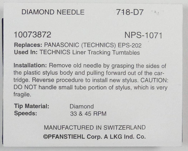 Pfanstiehl Phonograph-Nadel für Panasonic Technics EPS-22 23C 24CS 25CS 27CS 28CS 53CS EPC202 und an