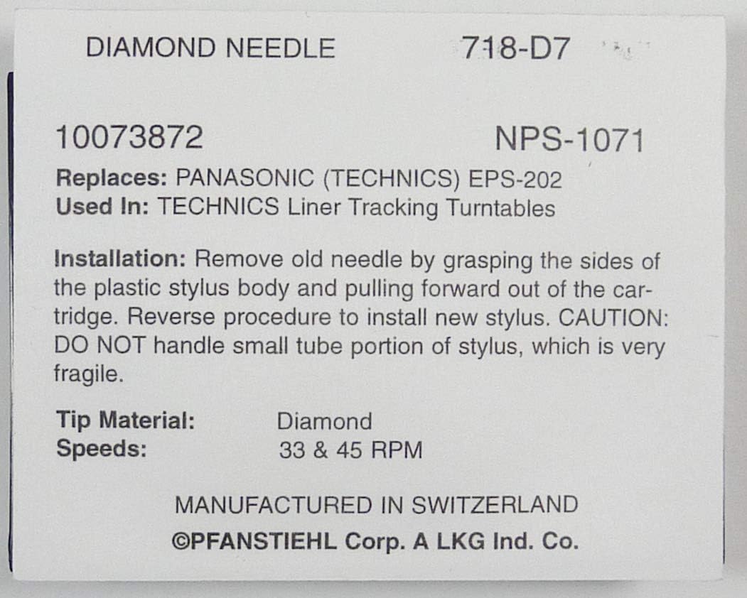 Pfanstiehl Phonograph-Nadel für Panasonic Technics EPS25CS EPS24CS SL5 SLBD22 P24 P28 SL-N5 SL-N15 A