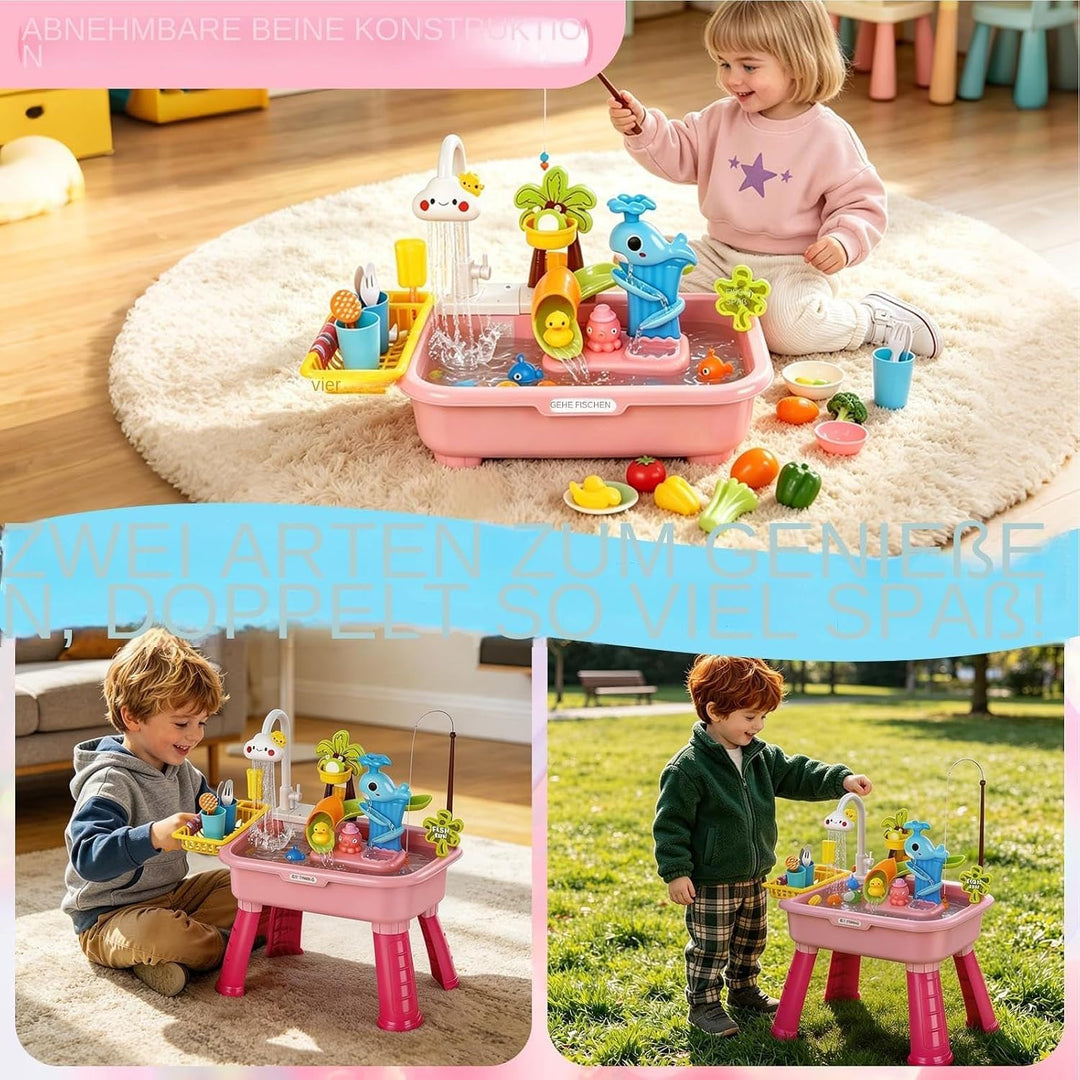 Water Table Play Sink with Running Water Electric Battery Powered Toy Slide Pretend Role Play Toys P