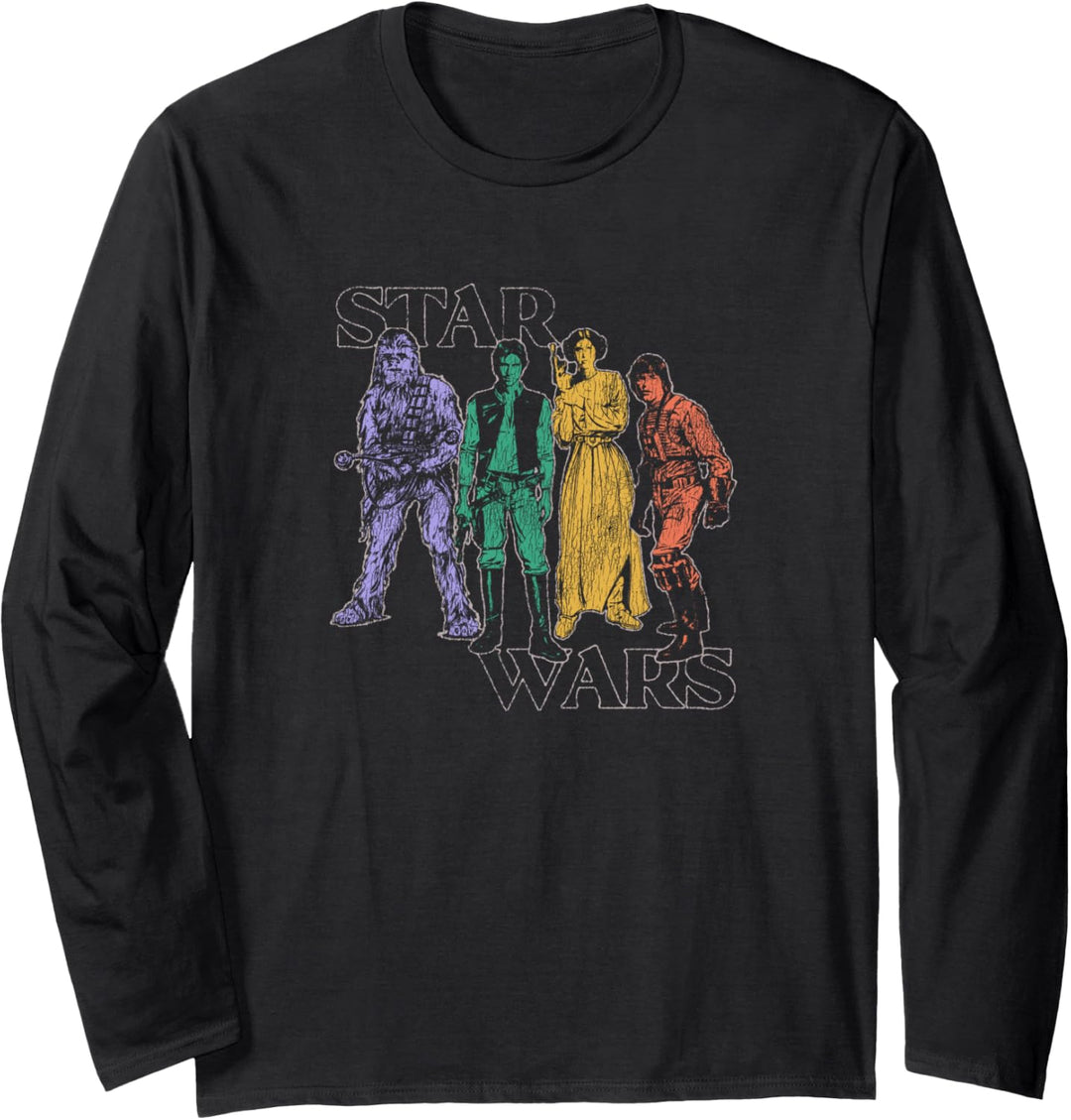Star Wars Luke Leia Han Solo Chewbacca Rainbow Colors Langarmshirt