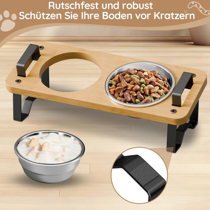 Futternapf Katze erhöht 2 Näpfe - Katzen Futterstation 2er Set Höhenverstellbar, Fressnapf Futterbar