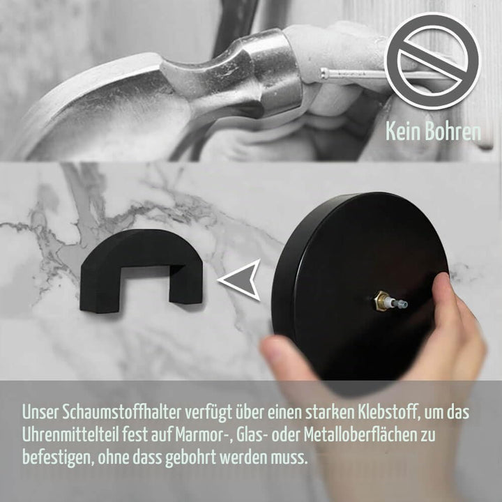 Mintime Rahmenlose 3D DIY Wanduhr XXL Stumm Spiegel Aufkleber Home Office Schule Dekoration (Schwarz