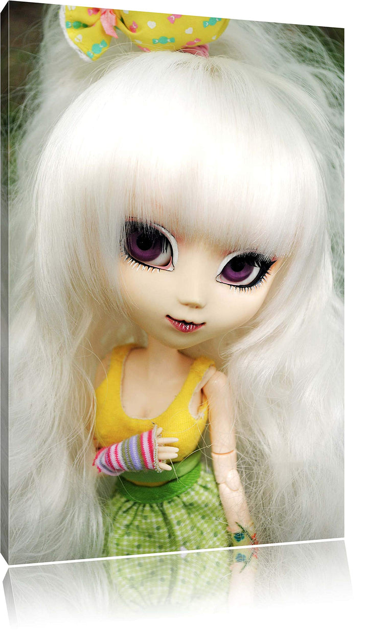 Pullip-Püppchen im 70er-Jahre-Stil Leinwand, XXL riesige Bilder fertig gerahmt mit Keilrahmen, Kunst