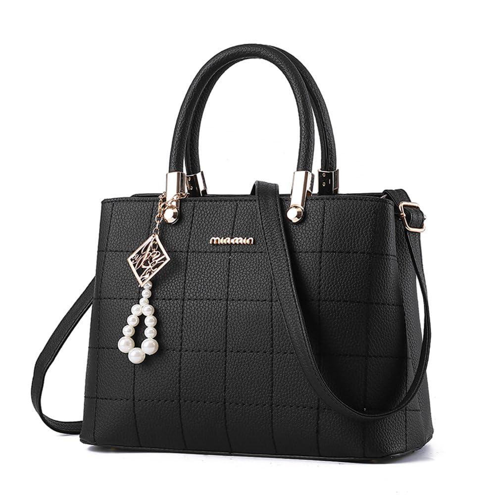 BestoU handtaschen damen Schwarz gross Leder Damen Schultertasche Frauen Umhängetasche, Schwarz
