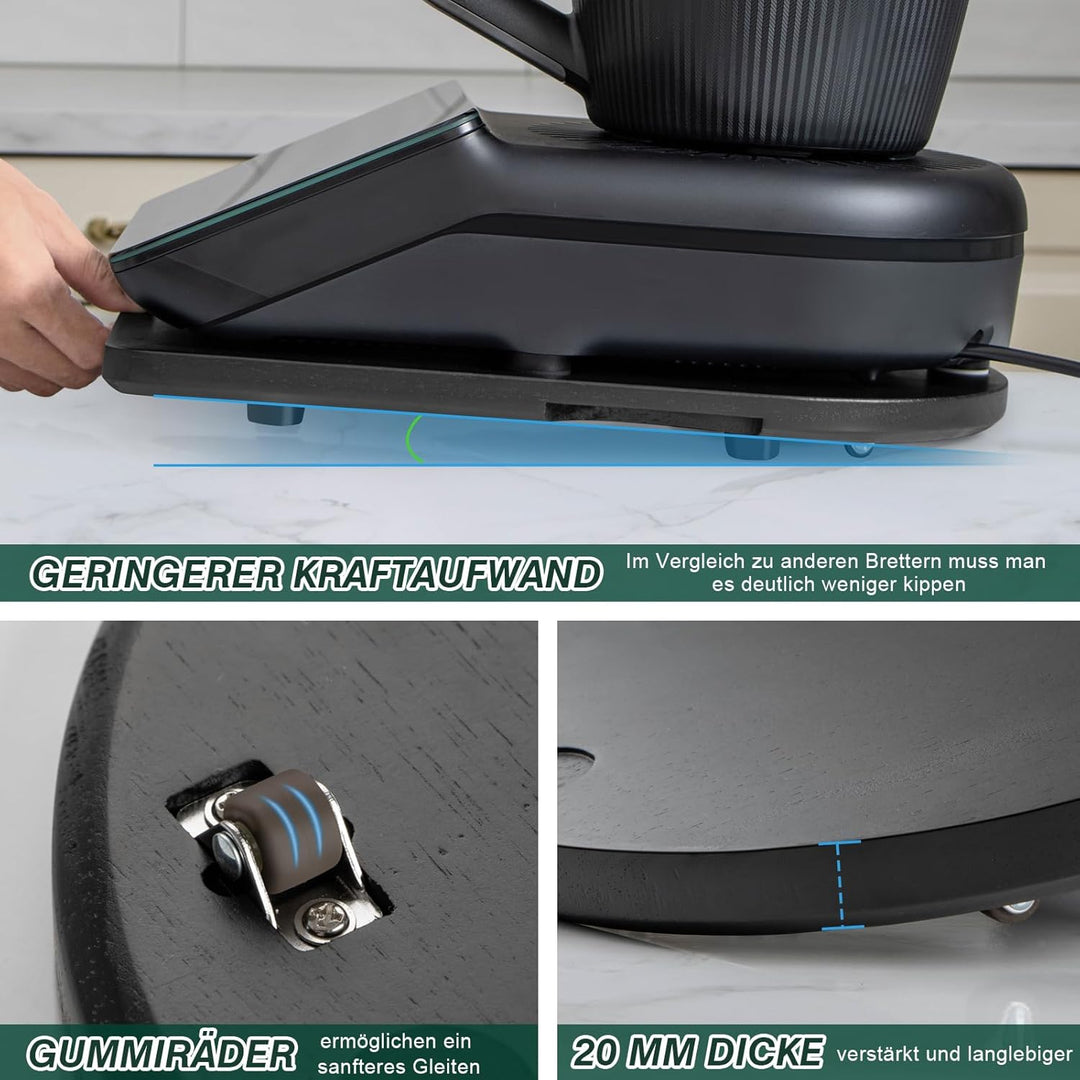 Gleitbrett TM7 für Thermomix, Brett für Thermomix mit Rollen, Leicht Gleitendes Bambus Rollbrett/Sli