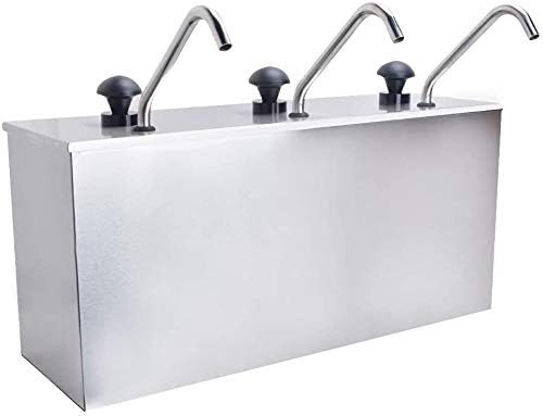 Saucenspender 4L×3, Edelstahl Sossenspender Gewürzspender Dispenser Catering Ketchup Spender Pumpe S