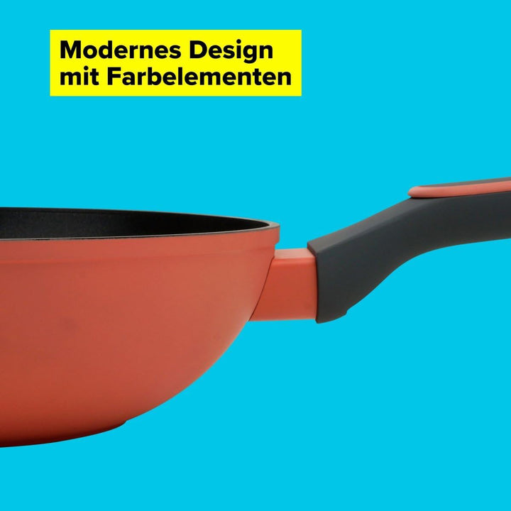 Tasty Antihaft-Wokpfanne 28 cm, induktionsgeeigneter Wok mit Tasty Heat Flame 28 cm Wokpfanne, 28 cm