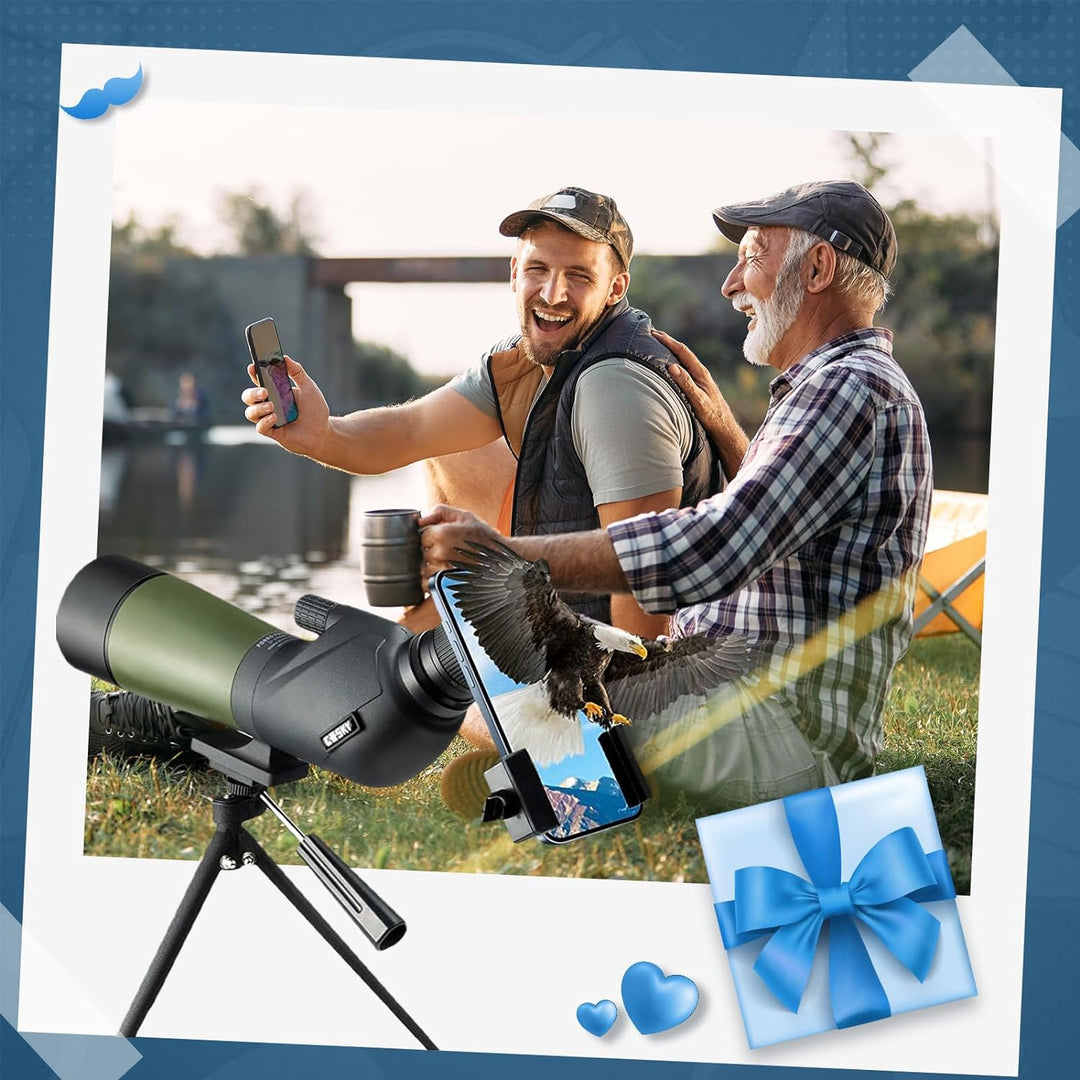 Gosky 20-60x60mm Spektiv, wasserdicht, stossfest, mit Stativ und Digiscoping-Adapter, BAK4-Prismen,