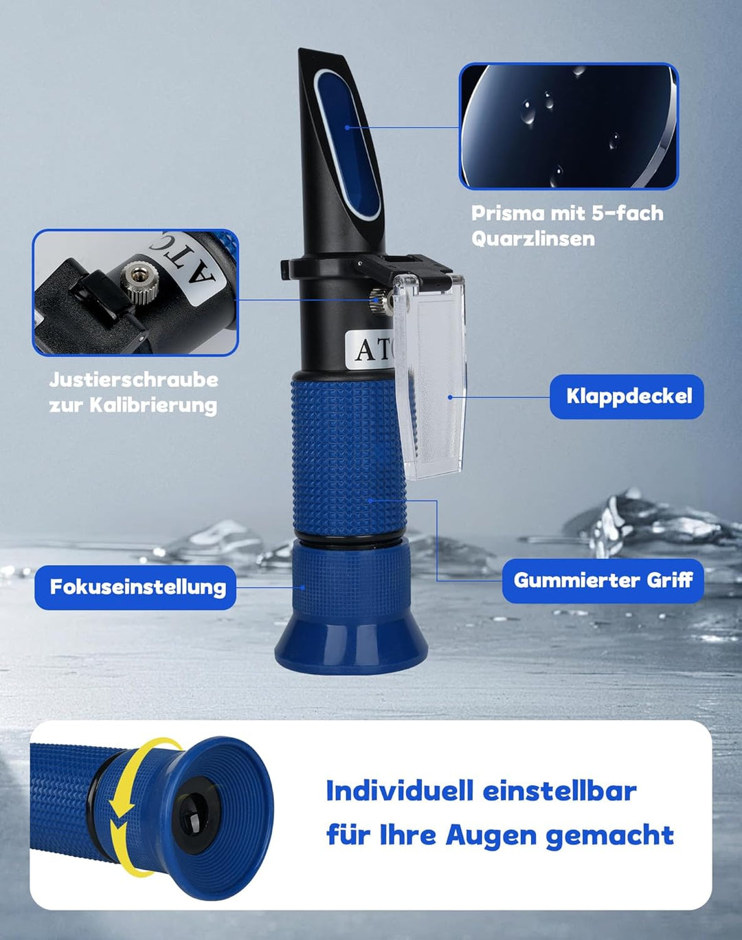 4-in-1 Frostschutz Refraktometer Frostschutzprüfer kühlmittel Tester für Ethylenglykol(G11,G12), Pro