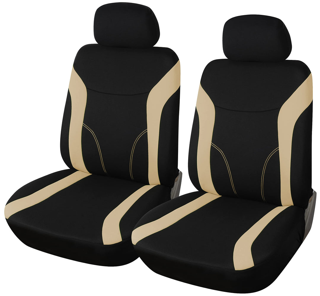 Upgrade4cars Auto-Sitzbezüge Vordersitze Beige Schwarz | Auto-Sitzschoner Set Universal für Fahrersi