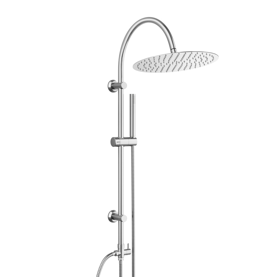 Görbach Regendusche Duschsystem ohne Armatur, Edelstahl Duschset mit Rund Kopfbrause XXL D30cm, Vint