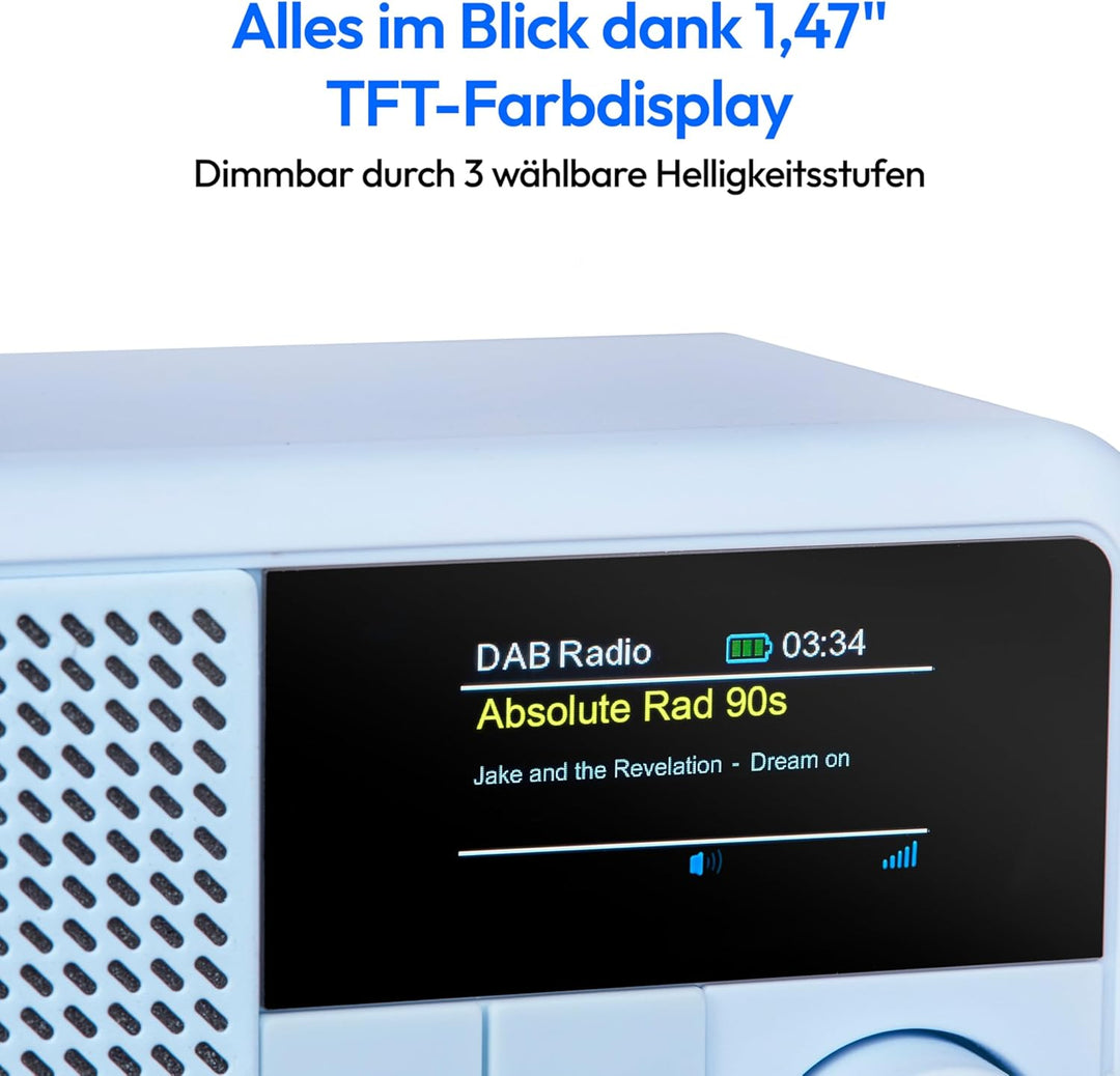 MEDION S66822 Tragbares Mini DAB+ Radio mit Bluetooth (Akku, dimmbares Farbdisplay, Teleskopantenne,
