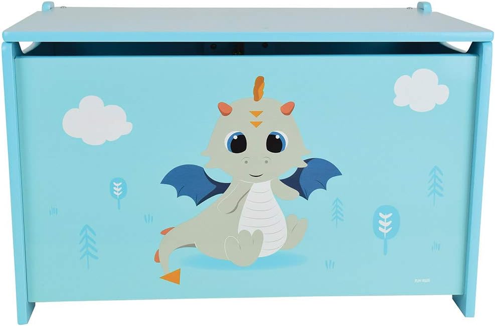 Fun House 713305 Leon Le Dragon Spielzeugkiste für Kinder, Höhe 40 x Länge 58 x Tiefe 36 cm, Holz, b