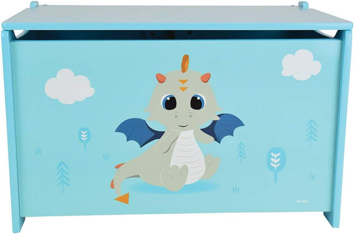 Fun House 713305 Leon Le Dragon Spielzeugkiste für Kinder, Höhe 40 x Länge 58 x Tiefe 36 cm, Holz, b