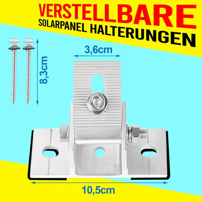 Aufständerung Solarmodul Halterung Balkonkraftwerk Flachdach PV VERSTELB 15-60° (2 Paneele SET 30°-6