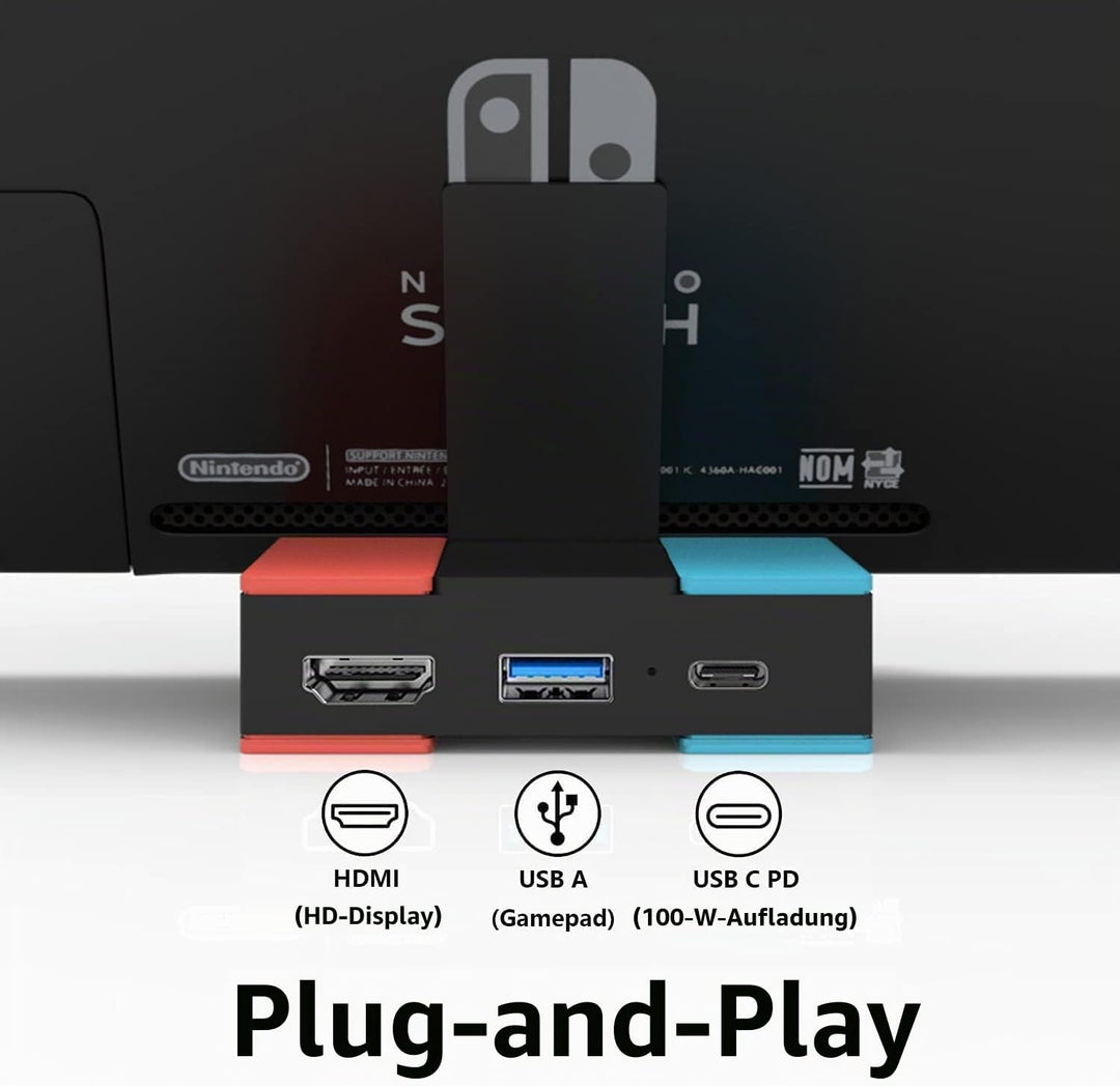 Switch TV Dock,Docking Station für Nintendo Switch/Switch OLED, Faltbare Typ C zu HDMI Adapter Switc