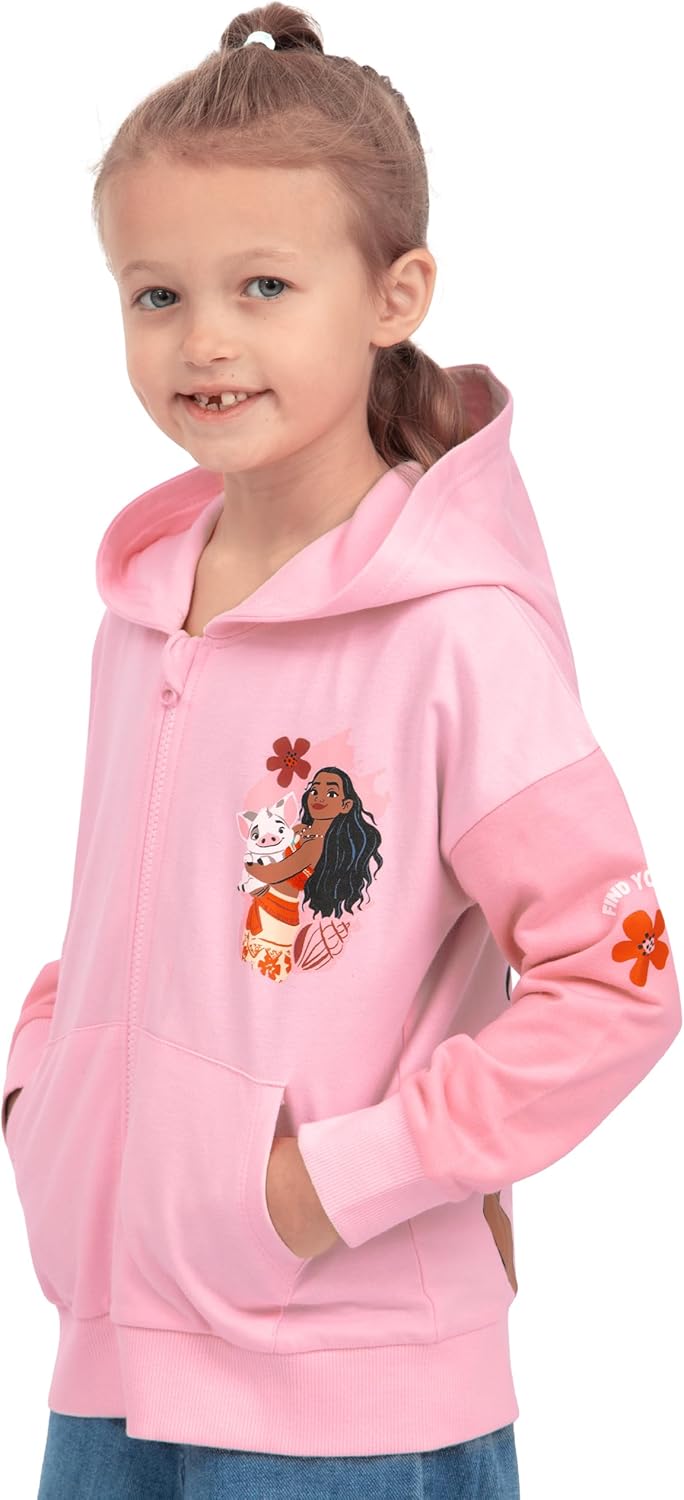 Disney Hoodie Mädchen, Moana Zip Hoodie Kinder, Prinzessin Mädchen Kleidung Mit Reissverschluss 122,