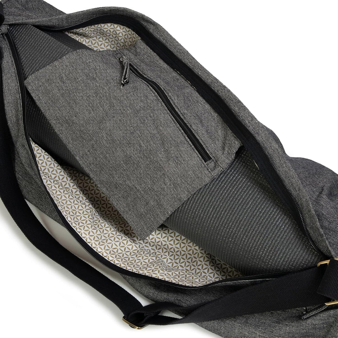 Yoga Studio Zweifarbige Yogamatten-Tasche aus Bio-Baumwolle mit verstellbarem Schultergurt und Tasch