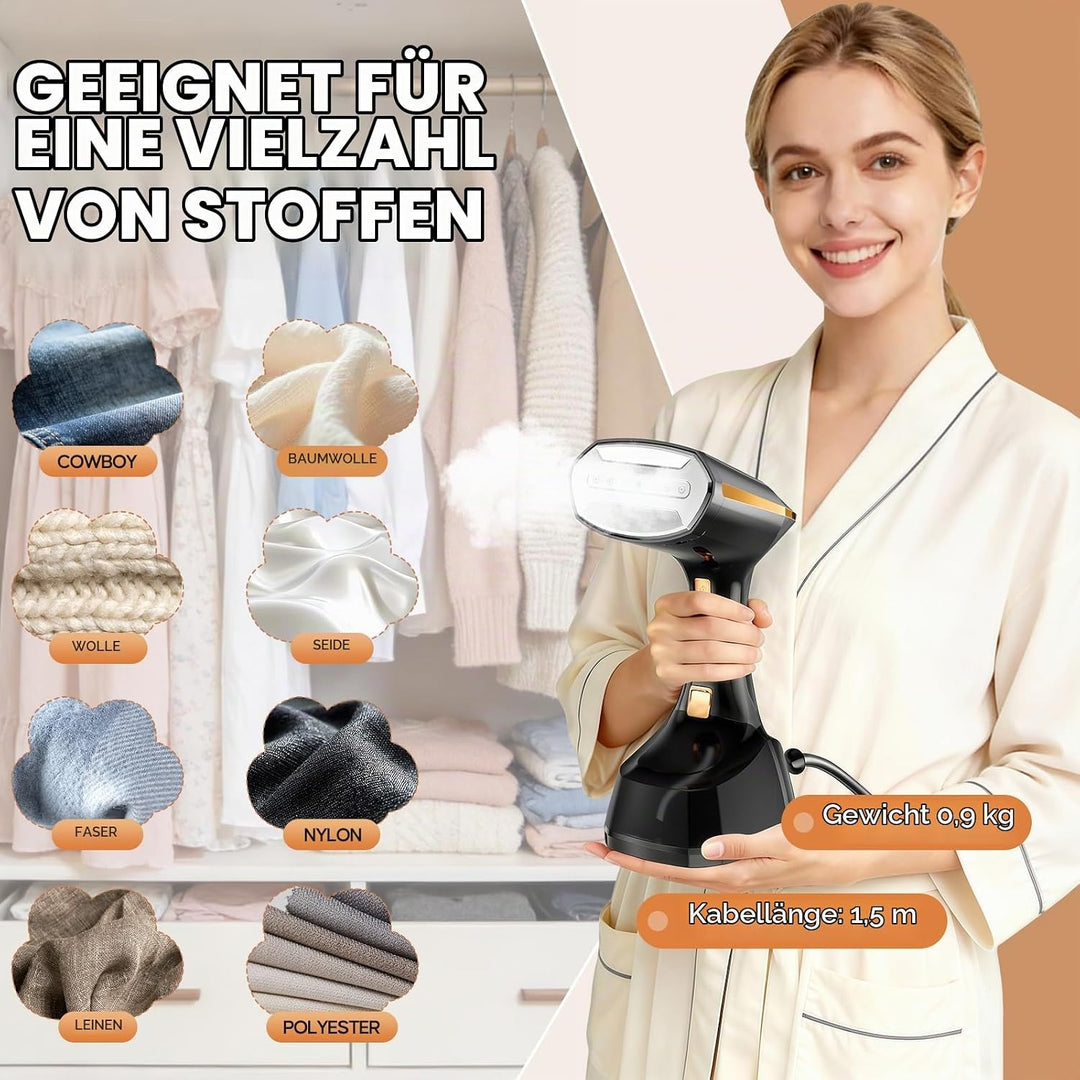 Steamer Dampfglätter Reise,Entfernung von Falten und Gerüchen,abnehmbarer 300ml Wassertank und LED-B