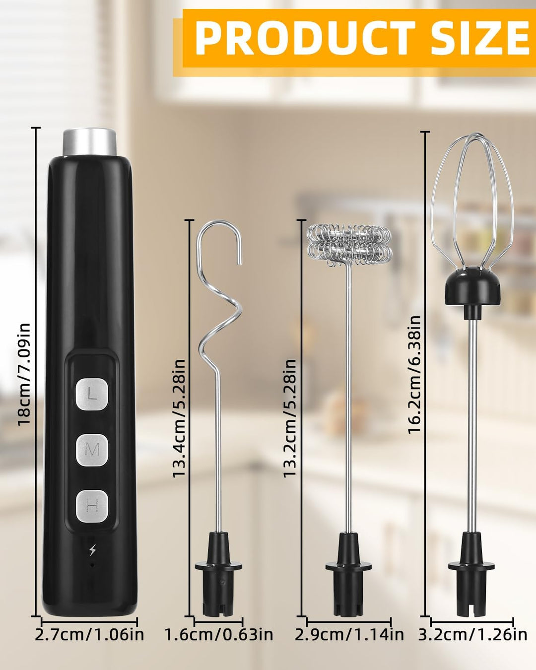 Elektrischer Milchaufschäumer,Milk Frother,Elektrischer Schneebesen,Mini Handmixer,USB-C Aufladbar A