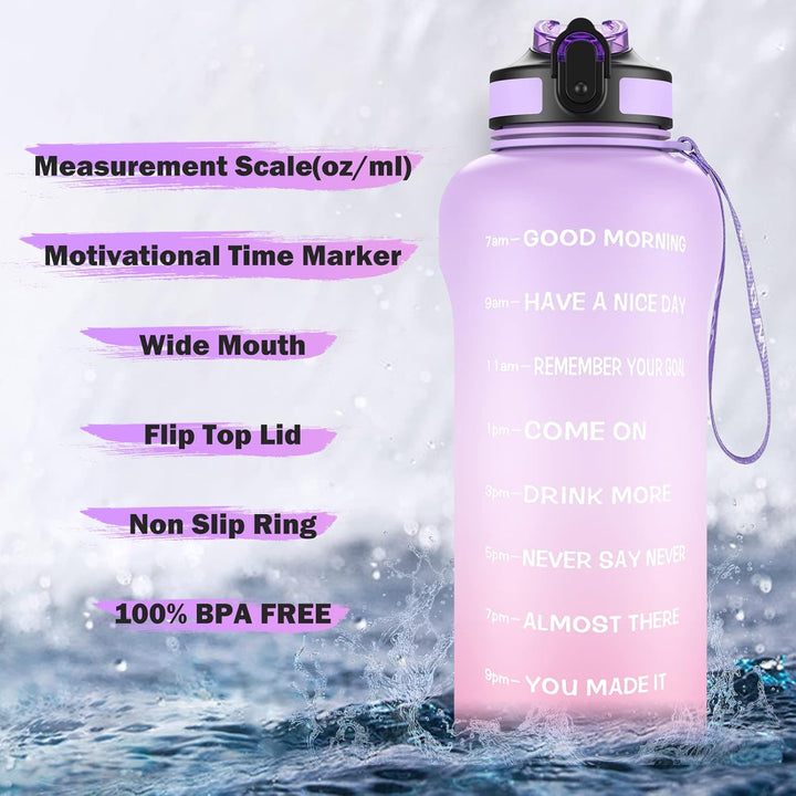 2 Liter Trinkflasche Sport mit Strohhalme, 2000ml Gross Sportflasche BPA Frei, Auto Wasserbehälter A
