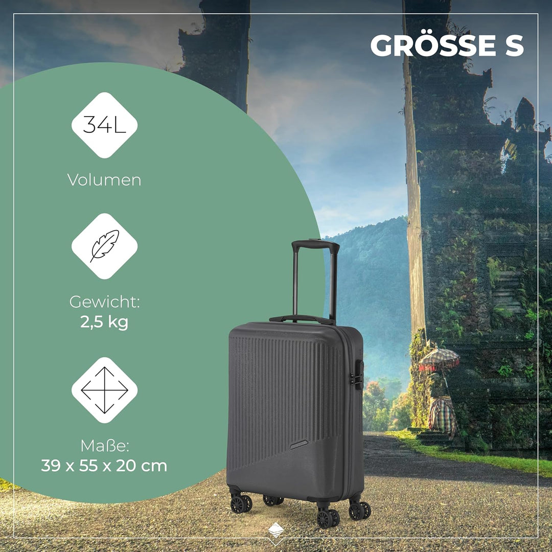 travelite 4-Rad Koffer Set 3 teilig Grössen L/M/S, Gepäck Serie BALI: ABS Hartschalen Trolleys mit T