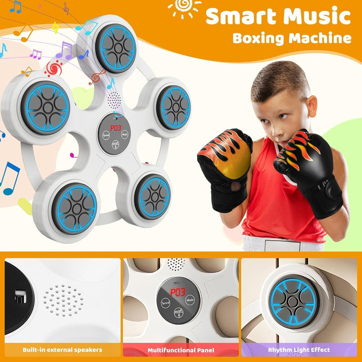 Music Boxing Machine,Boxmaschine mit Bluetooth Musik, LED-Licht und 6 Modes de Vitesse für den Innen