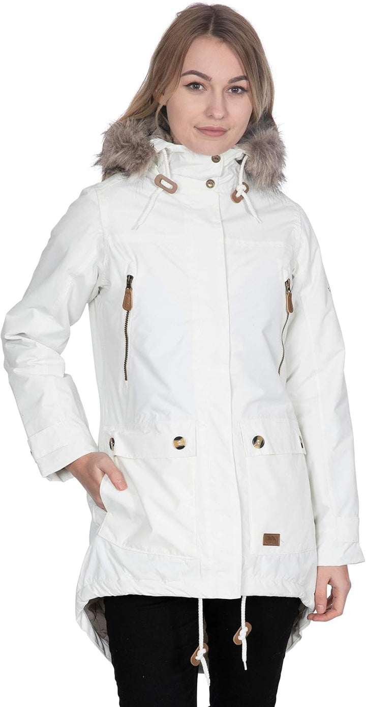 Trespass Clea, Wasserdichte Jacke mit Einrollbarer Kapuze für Damen XXS Ghost, XXS Ghost
