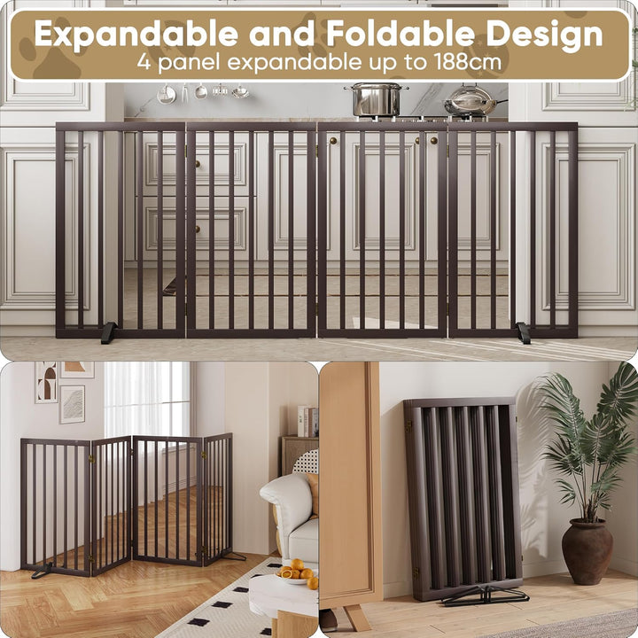 Freistehendes Hundegitter, Faltbares Hundebarriere für Tür,Treppen,Flur,Küche &amp; Schlafzimmer, Freist