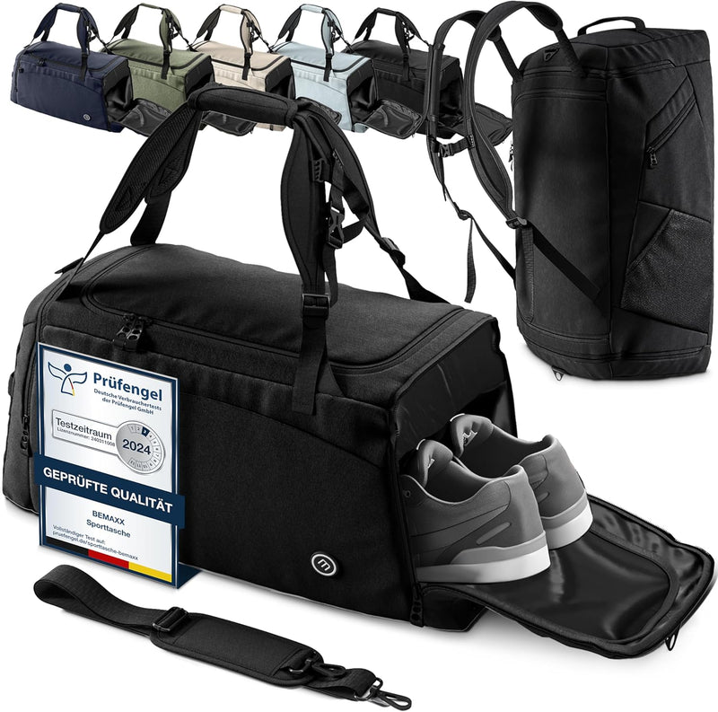 Sporttasche Trainingstasche + Rucksack, Schuhfach, Nassfach | Reisetasche Schwimmtasche Fitnesstasch