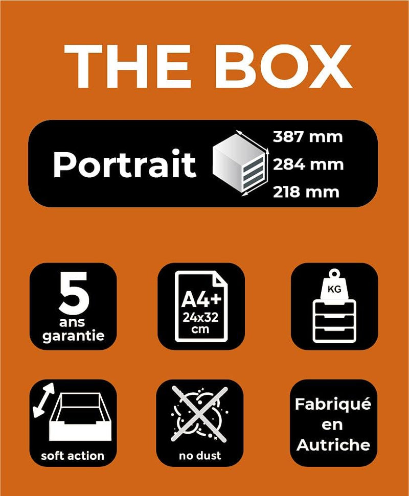 Exacompta 222040D Premium Ablagebox mit 5 geschlossenen Schubladen für DIN A4+ Dokumente. Belastbare