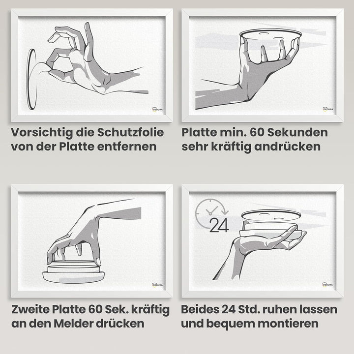 Rauchmelder Magnethalter 10er Set mit extra starken Klebepads - ohne Bohren und Schrauben - Magnetha