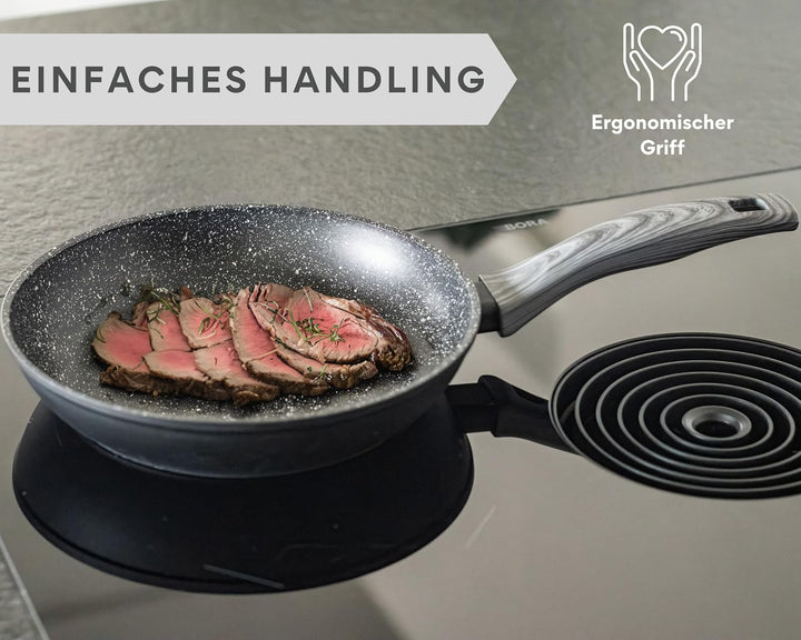 Pfannenset 3-teilig Pfanne 20, 24, 28cm Induktion – Antihaft Beschichtete grosse Universalpfanne für