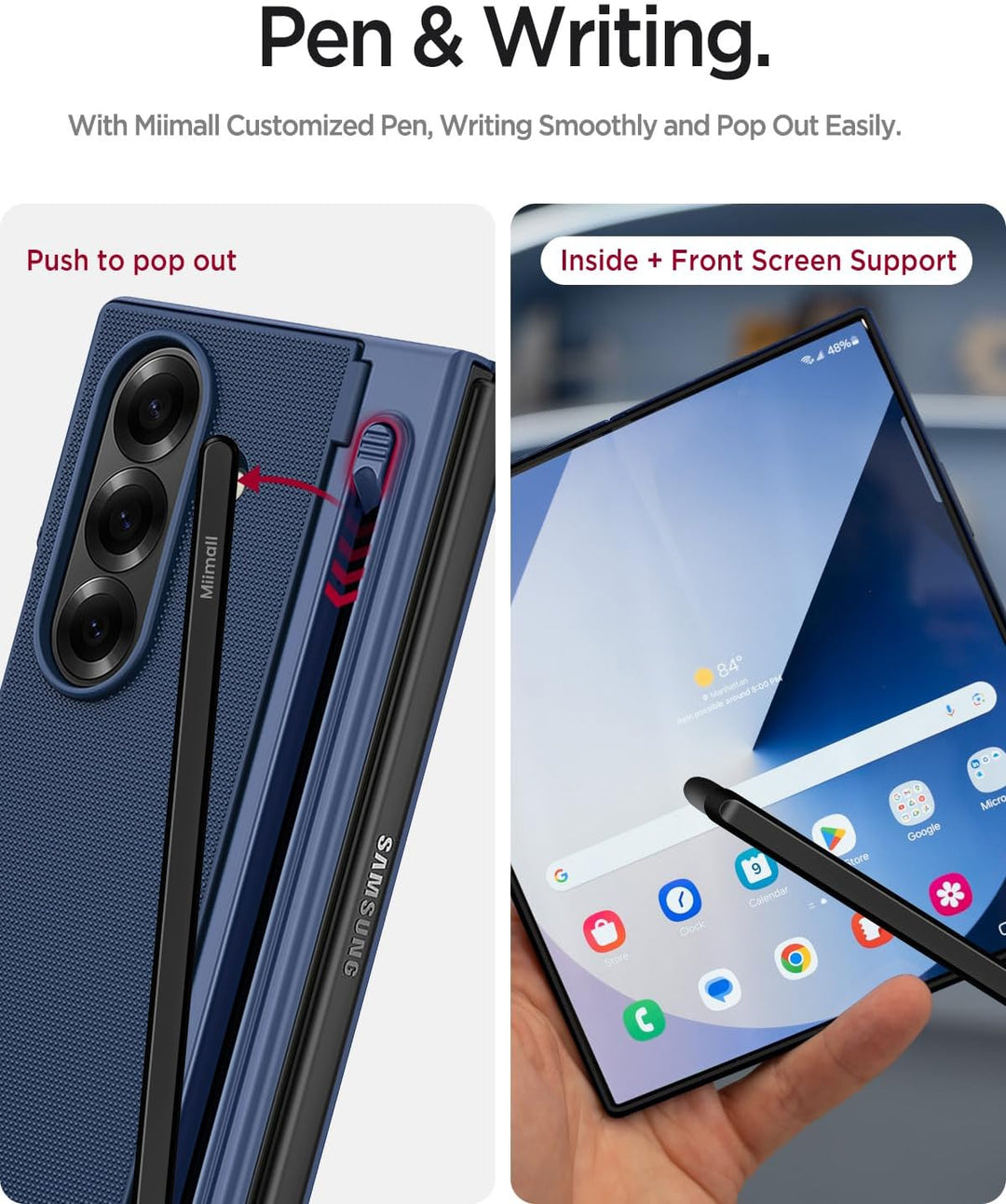 Miimall Kompatibel mit Samsung Galaxy Z Fold 7 Hülle mit S-Pen & Stifthalter, [HD Displayschutz] Ult