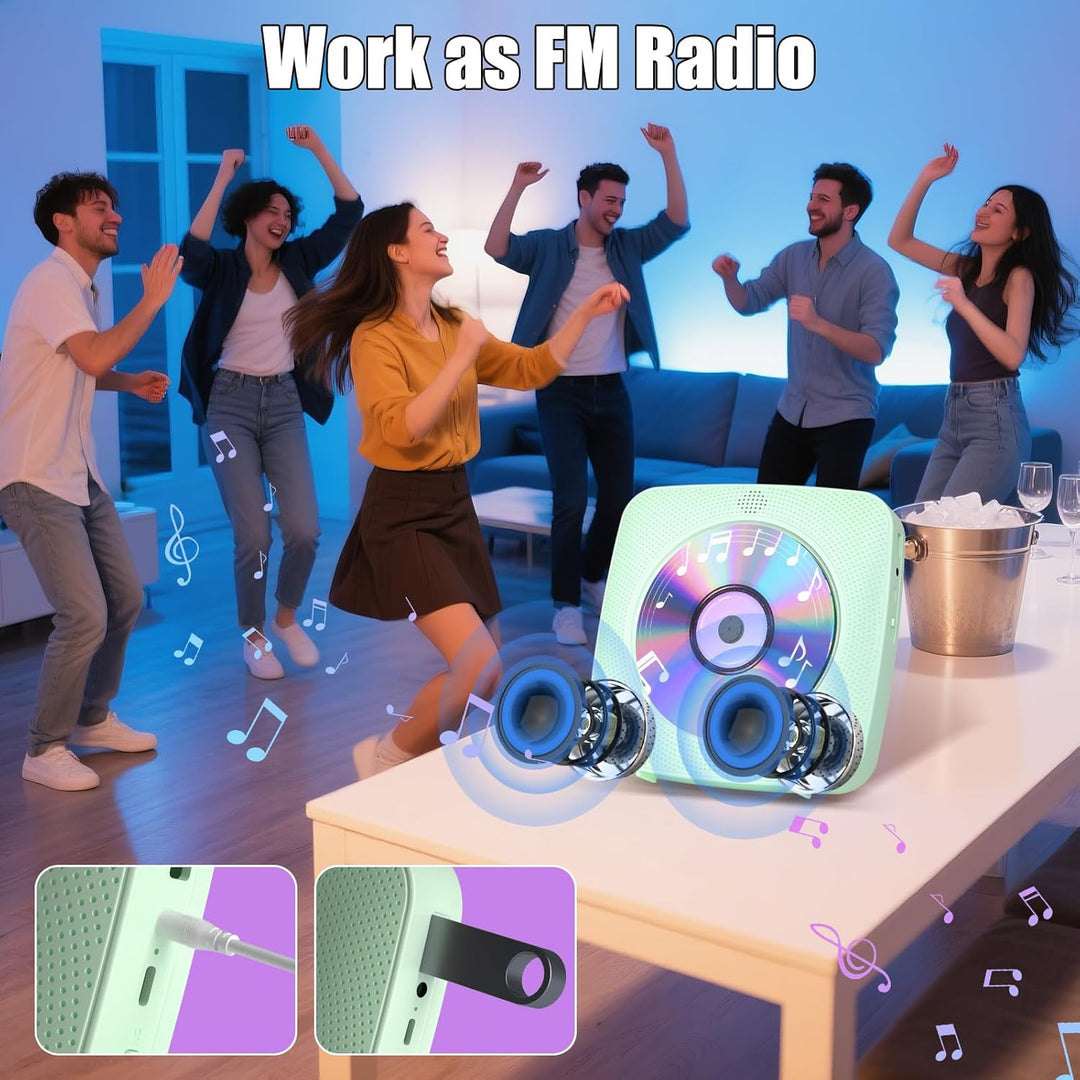 Gueray Desktop CD Player Bluetooth CD-Spieler mit Lautsprechern für Zuhause 1800mAh Tragbarer CD-Pla