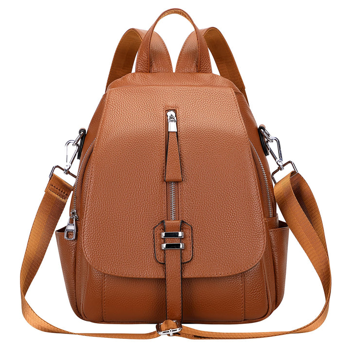 ALTOSY Echtes Leder Rucksack Geldbörse für Frauen Wandelbare Umhängetasche mit Schnalle Klappe Braun